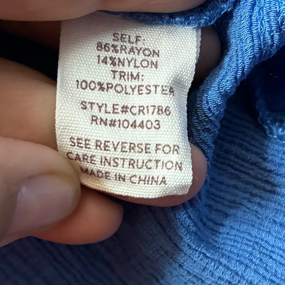 Blu Pepper Blue Tie Front Cap Sleeve Blouse L - Picture 9 of 10